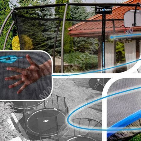 Батут Ultra 374 см, внутренняя сетка, синий